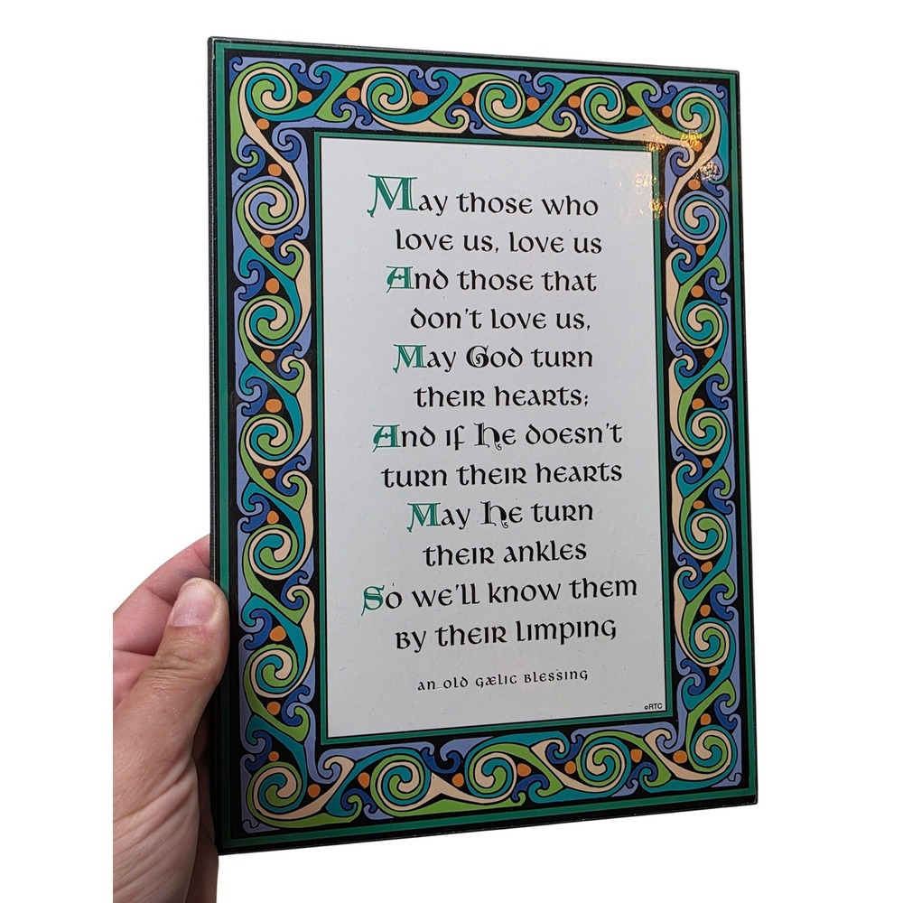 Irish Gaelic Blessing Wood Wall Plaque Funny Ankle Celtic Knot Decor 8x11 L1